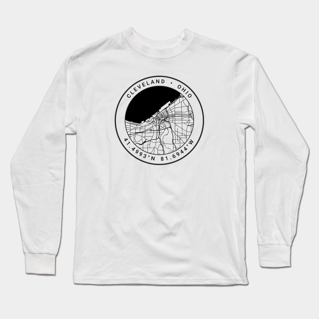 Cleveland Map Long Sleeve T-Shirt by Ryan-Cox